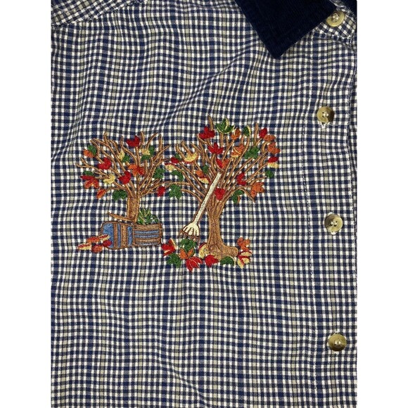 Studio Collection Womens Button Up Size 22W Long Sleeve Top Embroidered Autumn - Picture 4 of 12